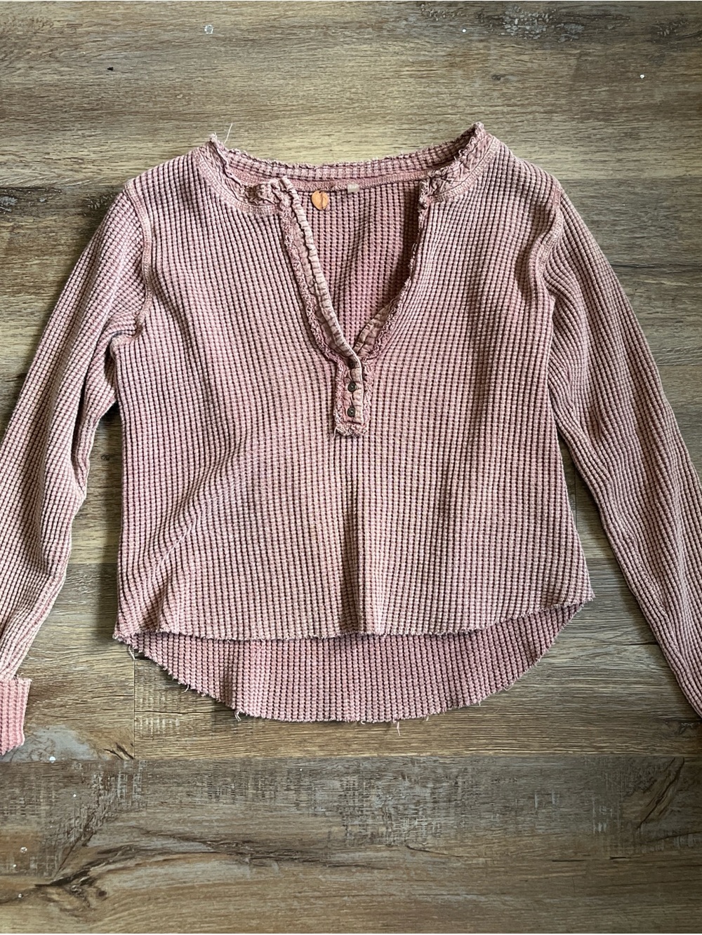 Free People Ribbed Henley in Dusty Rose